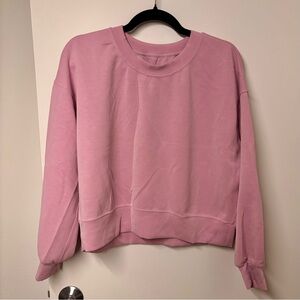 lululemon athletica softstream oversized cropped pink crew neck sweater